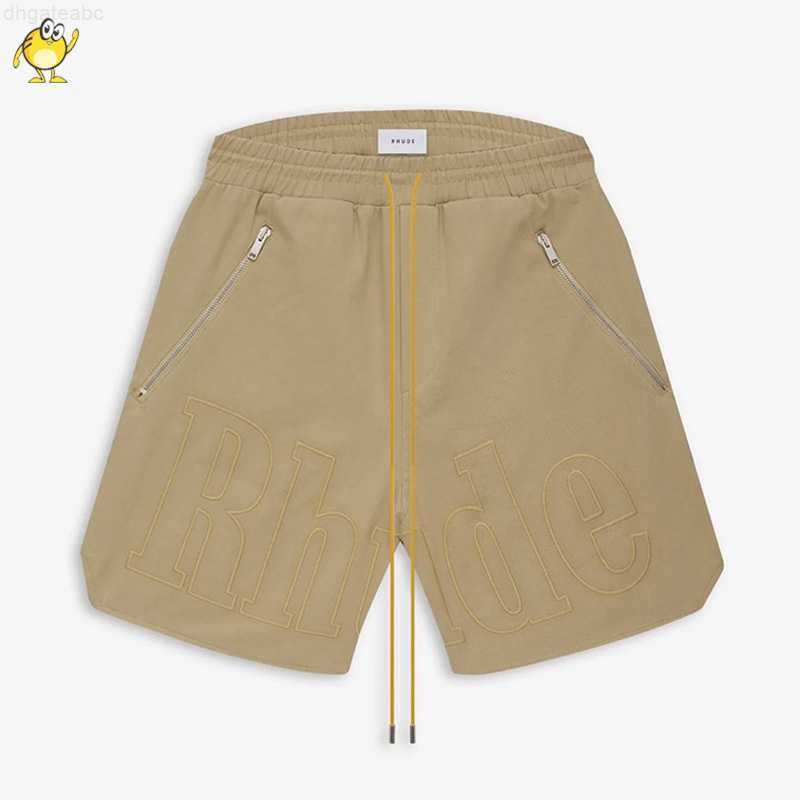 

Men's T-shirts Quality Summer Simple Casual Rhude Shorts Men Woman Classic Zipper Pocket Stretch Drawstring Joggers Streetwear Unisex