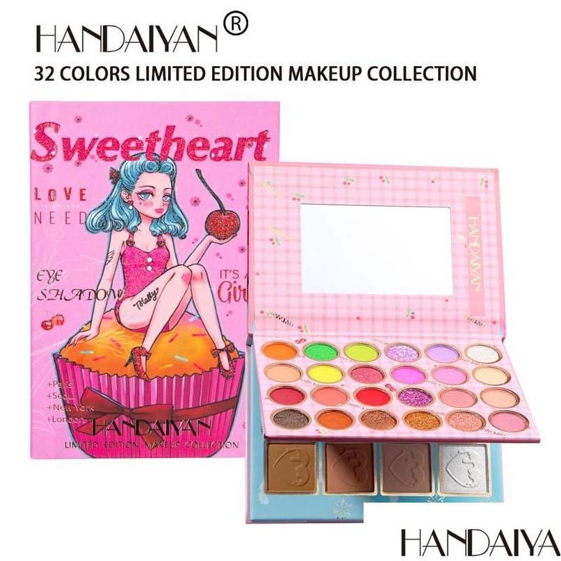 

Eye Shadow Handaiyan 32 Colors Eyeshadow Blush Powder Makeup Pallete Face Contour Highlighter Blusher Cosmetics Drop Dhjpb