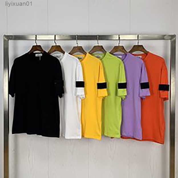 

Designer Brand Topstoney Men's Shirs Versized Shir Women Fashion Coon Summer Sones and Shor Sleeve Tide Sone Men Mulicolor Top Asian Size AC6V, Orange