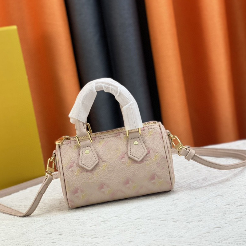 

High-quality Designer Bag Womens Portable Printed Tote Solid Color Leather Shoulder Bag Mini Crossbody Bag Womens Temperament Bag #81085, Pink