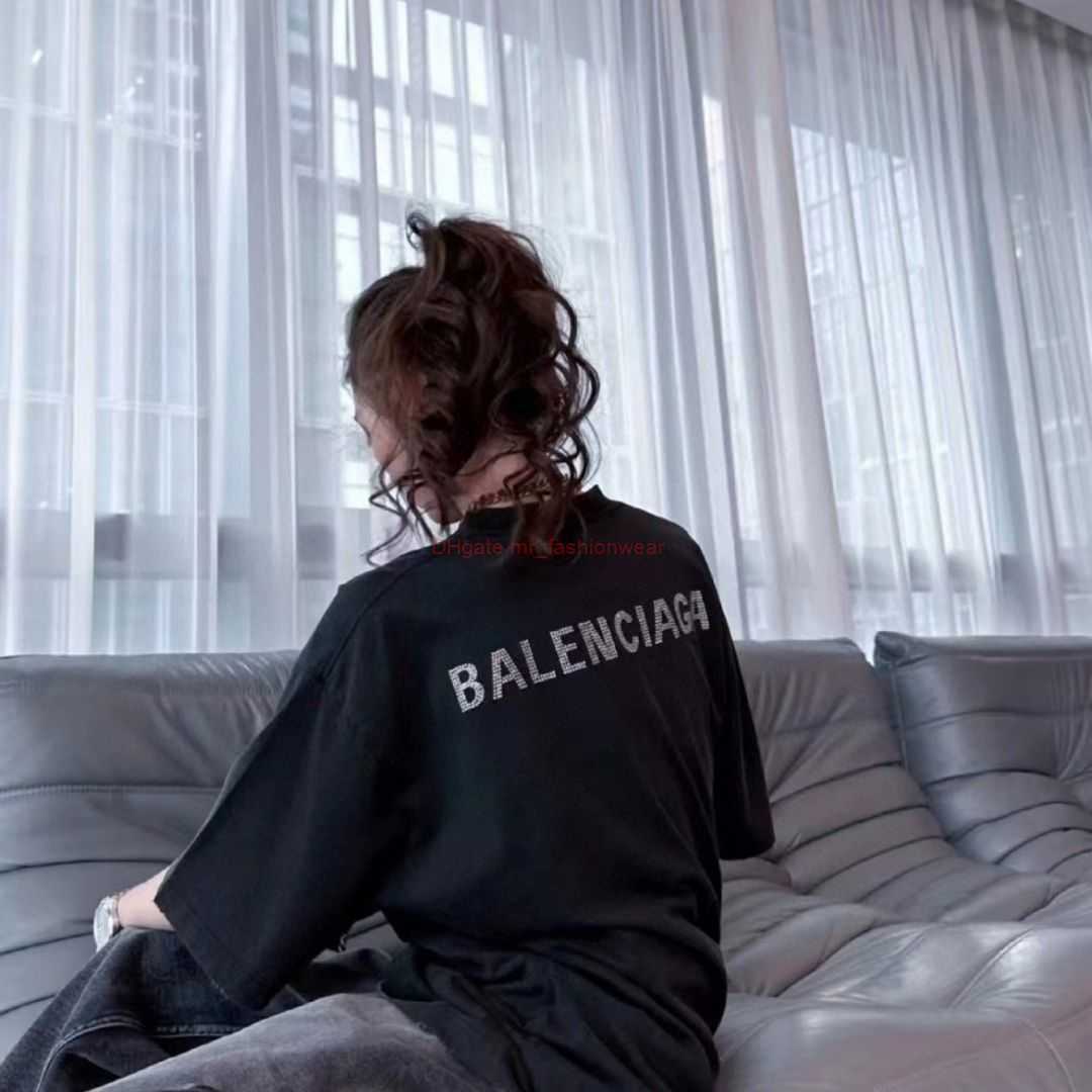 

Designer Fashion Clothing French Paris BB Luxury TShirt Tees Correct Quality Os Version Springsummer New Paris Home Classic Back Letter Hot Diamond Made Old Short Sl, Wash black