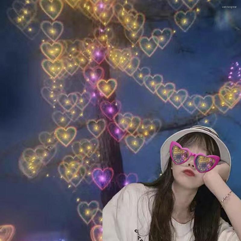 

Sunglasses Watch The Lights Change To Heart Shape Glasses Night Light Diffraction Eyewear Beautiful At Sunglass
