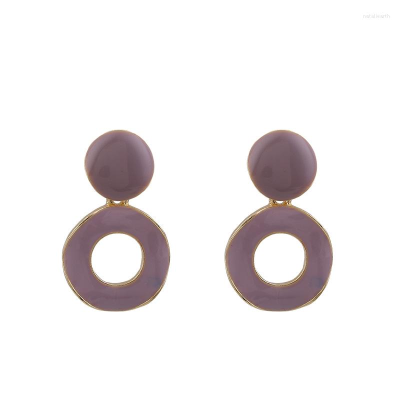 

Stud Earrings Korea Style Elegant Ladies Classic Vintage Hollow Out Resin Purple Circle Pendant For Women Girls Fashion Jewelry