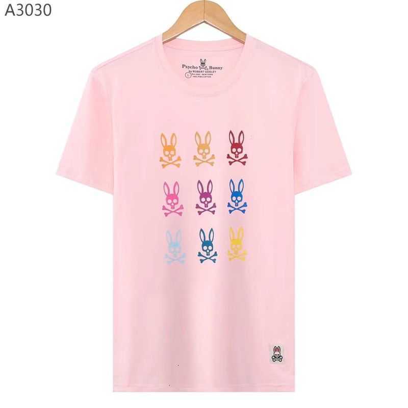 

23 Summer Psych Fashion Brand Skull Rabbit Print New Short Sleeve T-shirt Made of Pure Cotton High End Versatile Men's Casual Es81 1pbe, Black