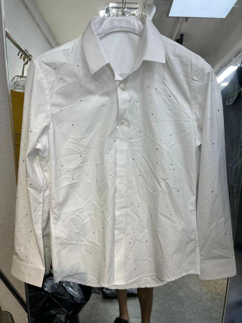 

Men's Casual Shirts QR50035 Fashion Men's 2023 Runway Luxury European Design Party Style Clothing, White