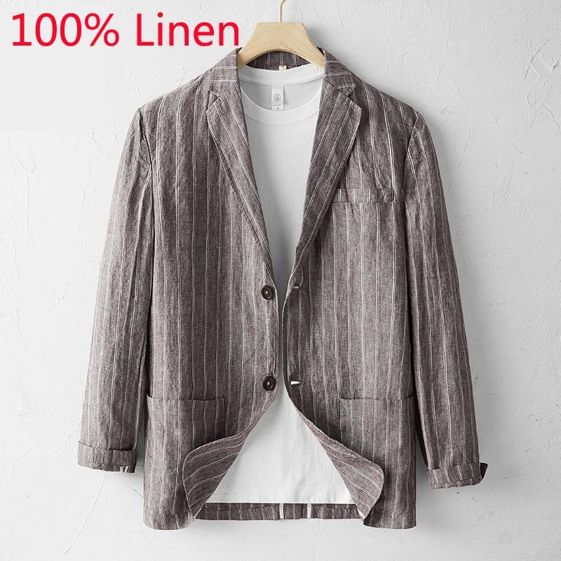 

Men' Suits & Blazers Arrival Fashion High Quality Spring And Summer Stripe Casual Suit Coat Men Thin Size  M L XL 2XL