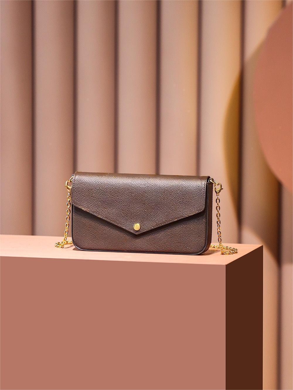 

5A Women fashion designers bags real leather purse key card holder wallet handbag messenger crossbody chain clutch tote shoulder bag box, White flower/pink lining