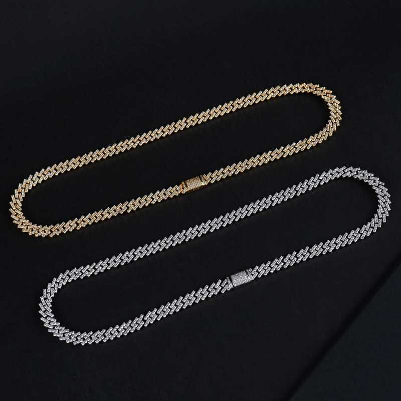 

Custom Lab Diamond Iced Out Prong Cuban Vvs Moissanite Chain 925 Silver Cuban Link Chain Bracelet Necklace