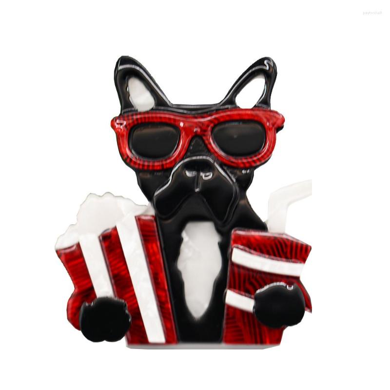 

Brooches Blucome Acrylic Animal Fashion Dog With Glasses Shape Corsage Suit Scarf Bag Hat Pins Jewelry Kids Holiday Gifts