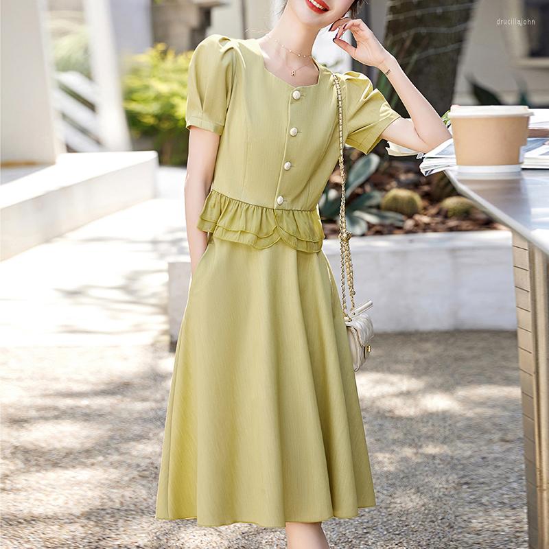 

Two Piece Dress Women Summer Casual 2 Pieces Set Single-breasted Crop Top Short Sleeve Coat High Waist A-Line Skirt Korean Simple Suit, Lavender