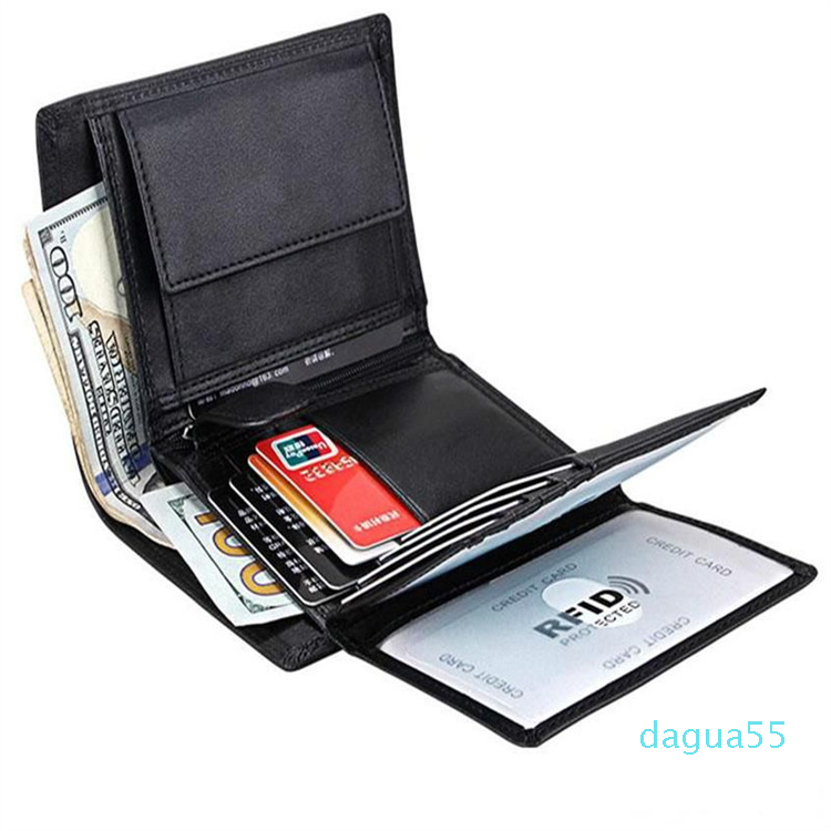 

Genuine Leather Money clip Man Wallet, Black#1