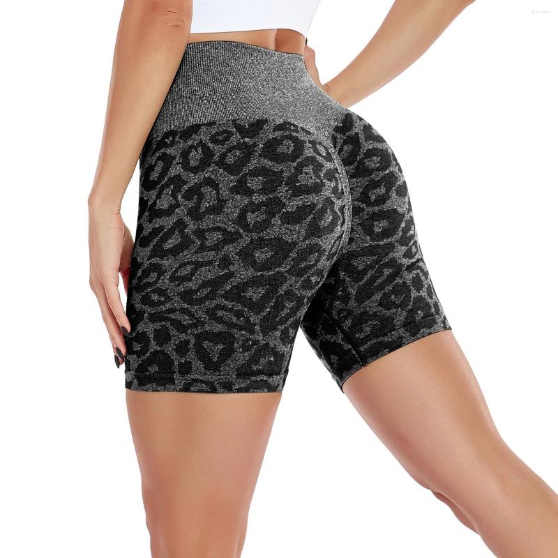 

Active Shorts Leopard Fitness Women High Waisted Seamless Leggings Compressing Belly Yoga Short 2023 Gym BuLift Sports, Black