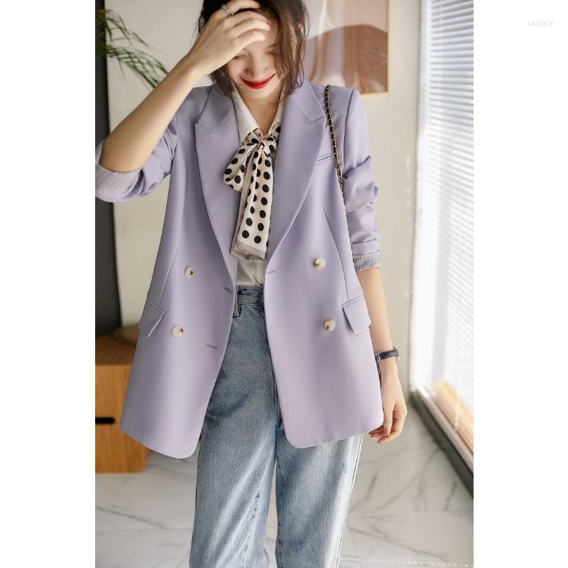 

Women's Suits Insozkdg Women's Jacket Contrast Color Blazers Spring 2023 Elegant Turndown Collar Single Breasted Coat Clothing Female, Purple