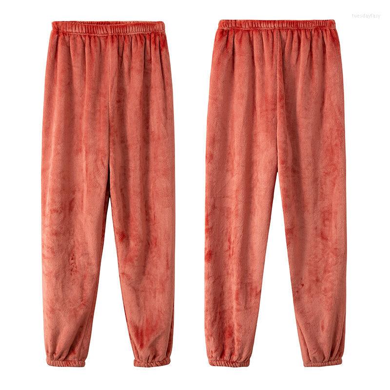 

Women's Pants Winter Flannel Women Sleep Bottoms Thicken Warm Sweatpants Mens Pajamas Comfort Slacks Pijamas Couple Casual Trousers, Red