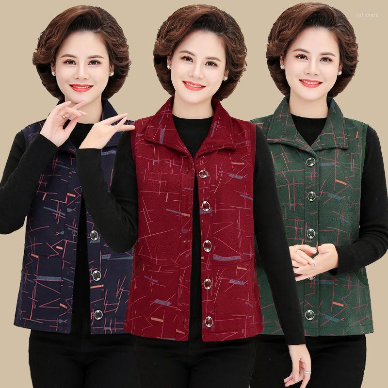 

Women's Vests 2023 Autumn Winter Middle Aged And Elderly Women Vest Warm Jackets Lapel Fashion Casual Sleeveless Waistcoats F59