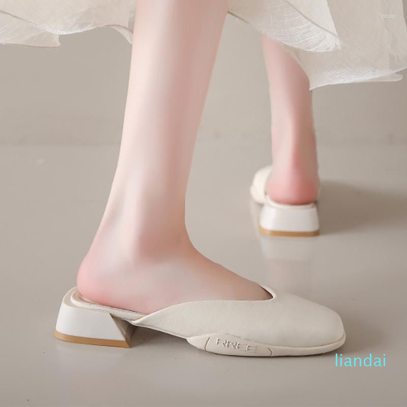 

Slippers Casual Women Mules Shoes Summer Sandals Chunky 2023 Designer Mid Heels Slingbacks Flip Flops Ladies Slides, Black