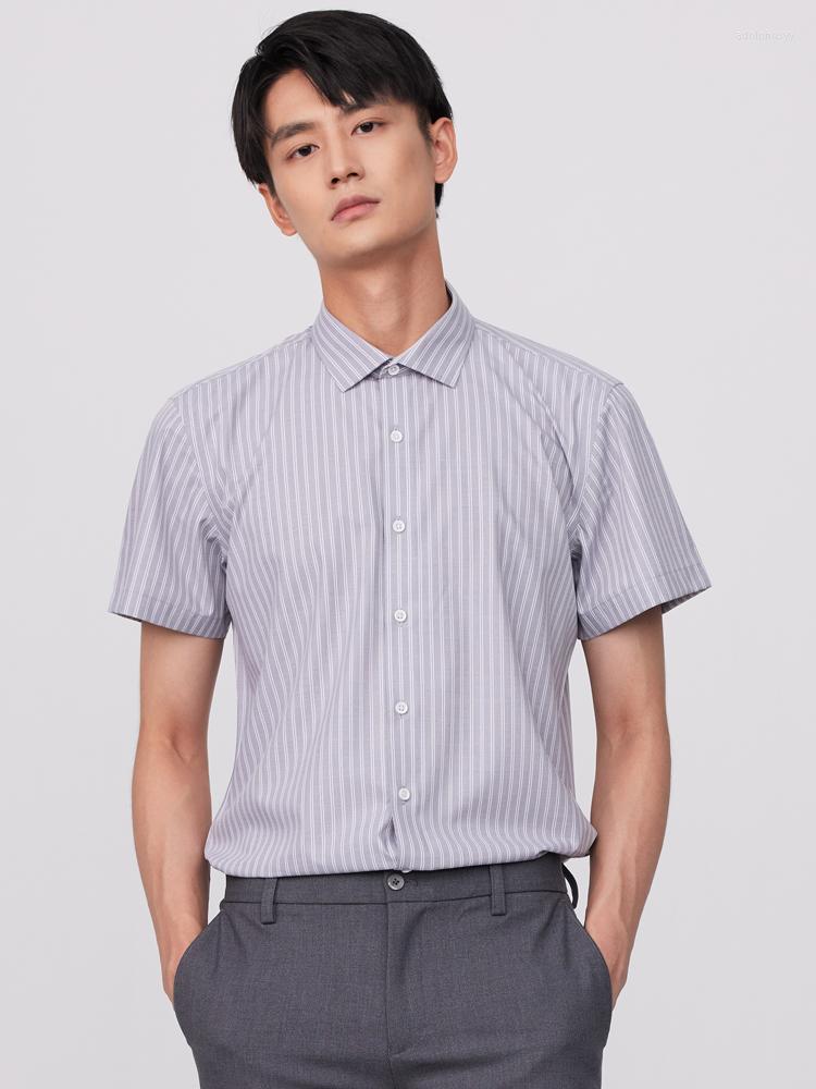 

Men's Dress Shirts Summer Men Non-ironing Slight Strech Striped Shirt Without Pocket Short Sleeve Standard-fit Smart Casual Versatile, Blue