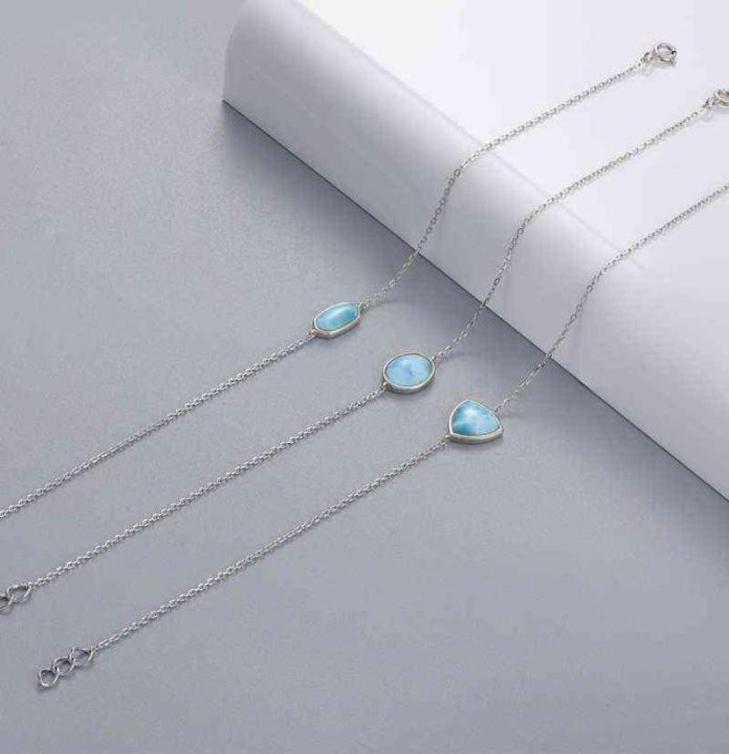 

Jewelry Charm 925 Sterling Silver Larimar Woman Bangle New 2021 Whole Fashion for Party Trendy Oval Triangle Bracelet Gift3802633