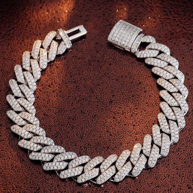 

Width 12mm Moissanitehip Hop Men Chain Necklace Cuban Link Chain Jewelry Chain Charm Unisex Jewelry