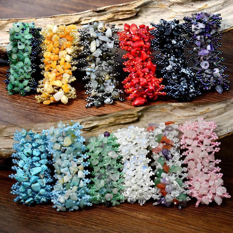 

Strand Natural Stone Bracelets Man Miyuki Beaded Wide Bangles Colored Beads Turquoise Bracelet Made Of Stones Vintage Jewerly