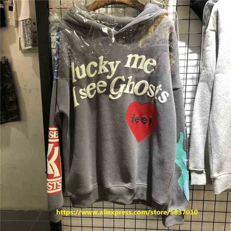 

2020 Lucky Me Hoodies Men Women See i Ghost Feel Sleeve Red Sweaters Kids T220721, 10