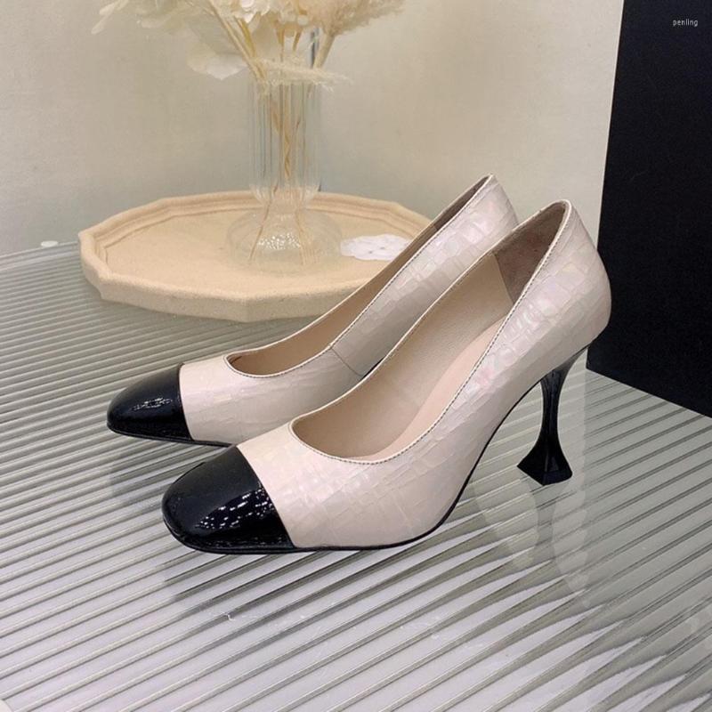 

Dress Shoes 2023 Spring Autumn Women Pumps Genuine Leather Mixed Color For Gorgeous Elegant Super High Heels Chaussure Femme, Picture shown