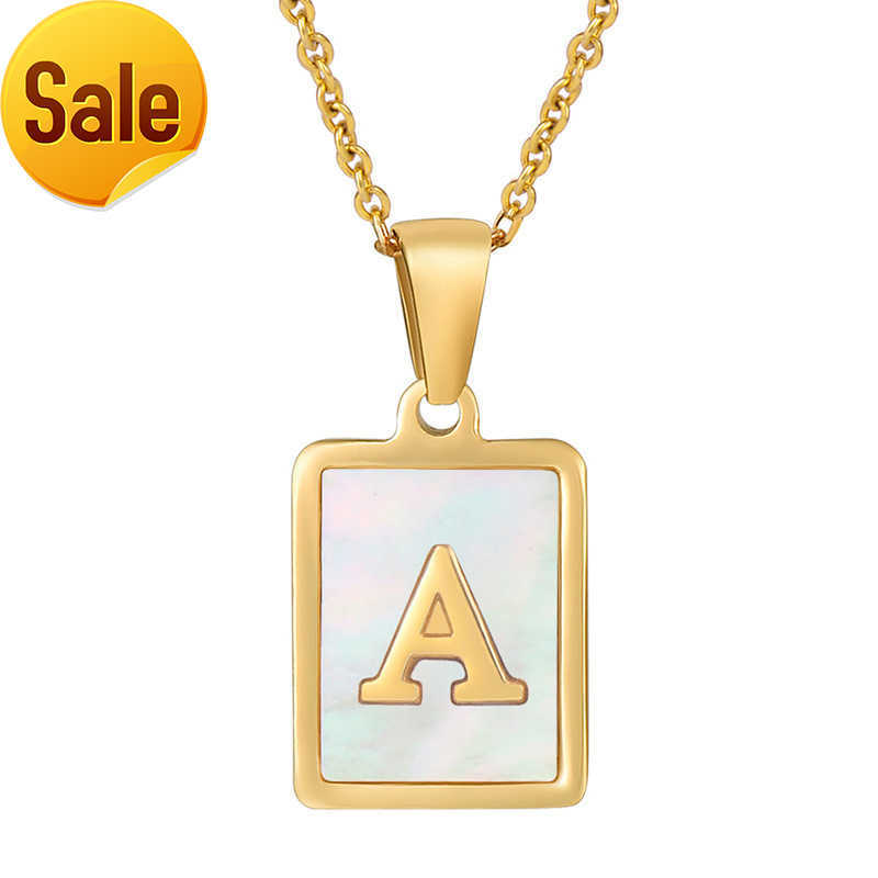 

Hot Sale 2022 Square Shell Gold Initial Alphabet Letter Pendant Charms Shell Pearl Letter Necklace for Women Wholesale