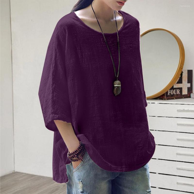 

Women's Blouses Women T-shirt Soft Top Three Quarter Sleeves O Neck Lady Summer Female Clothes, Beige
