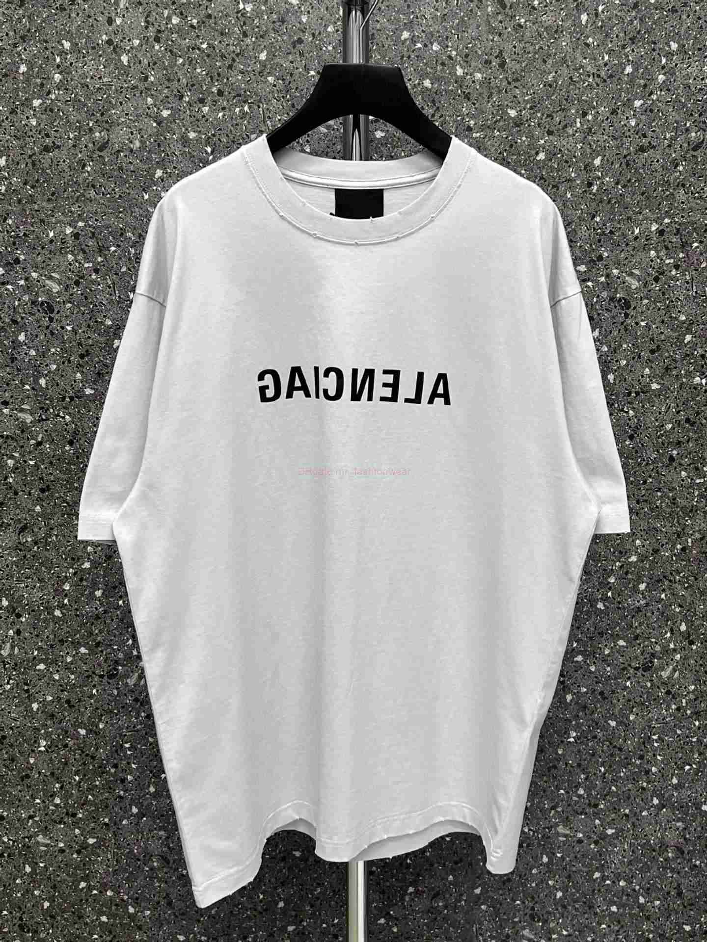 

Designer Fashion Clothing French Paris BB Luxury TShirt Tees b Family High Version Paris Print Mirror Short-sleeved White Loose Short-sleeved T-shirt for Men Women