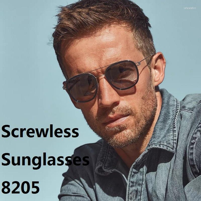 

Sunglasses 2023 Denmark Brand 8205 Frame Men Double Beam Retro Square Frames Titanium Screwless Sun Glasses Prescription Optical