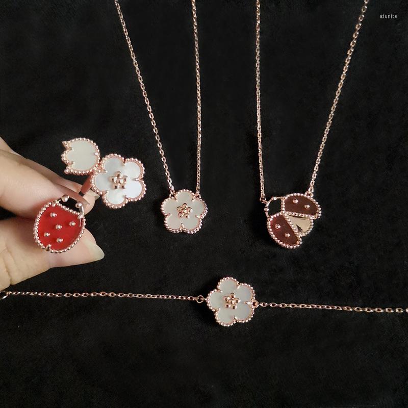 

Necklace Earrings Set Summer High-quality Luxury Jewelry Lady Sweet Shell Flower Bracelet Cute Insect Ring Gift, Picture shown