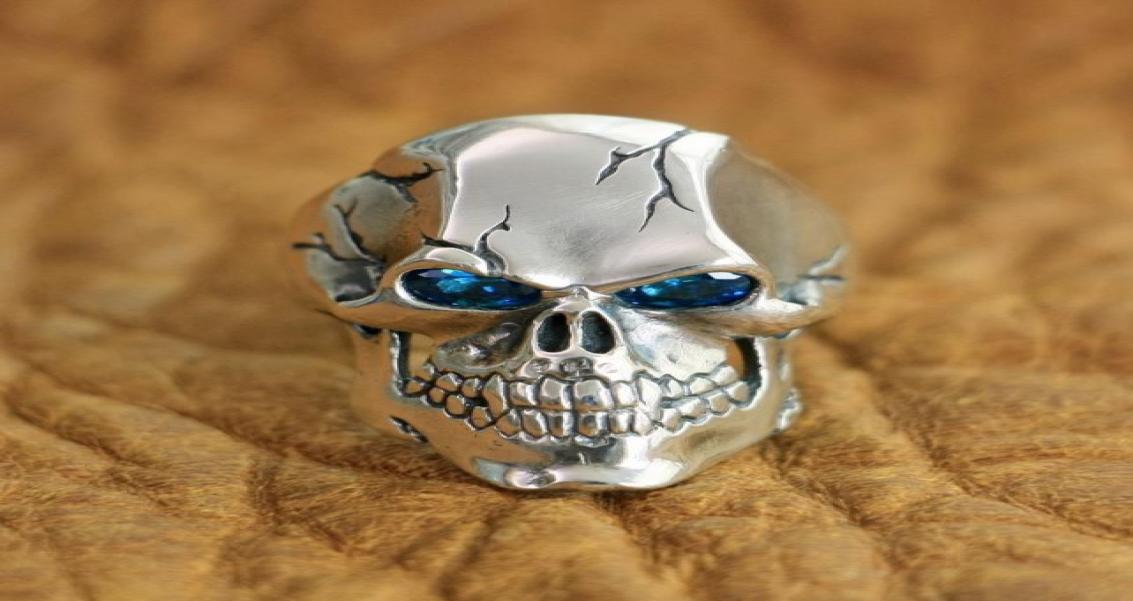 

Solitaire Ring LINSION 925 Sterling Silver CZ Eyes Skull Mens Biker Rock Punk TA131 US Size 7 15 2211146326275