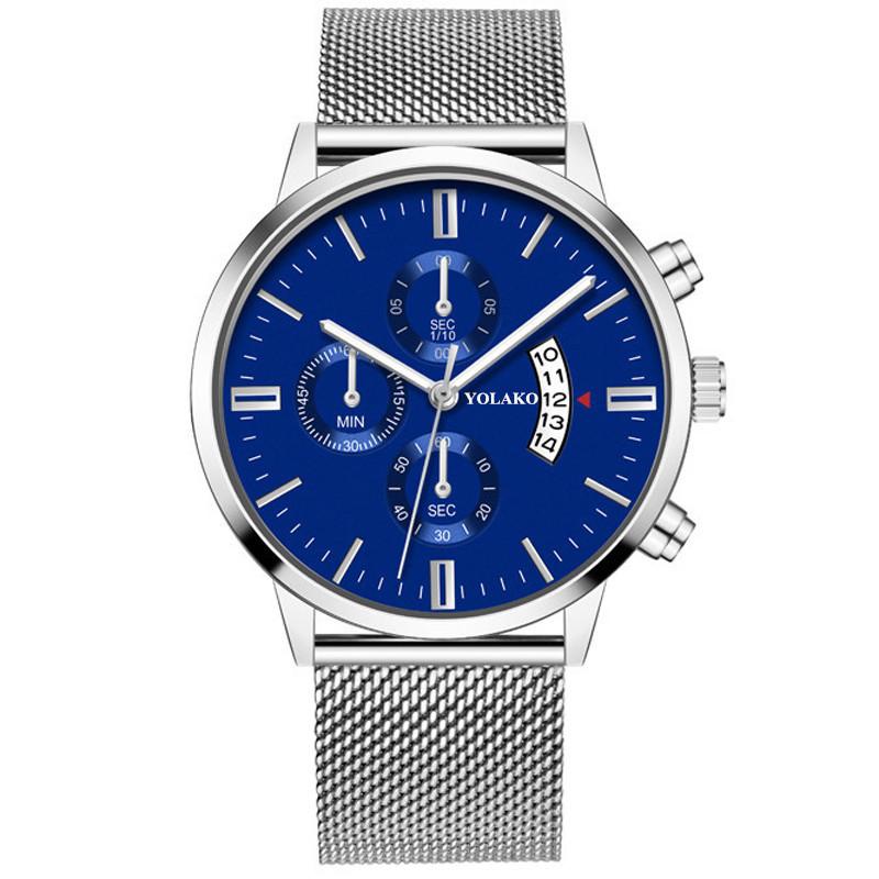 

Wristwatches Top Men Calendar Watches Mens Stainless Steel Mesh Watch For Business Casual Quartz Relogio Masculino Male Wristwatch, 10 black gold white