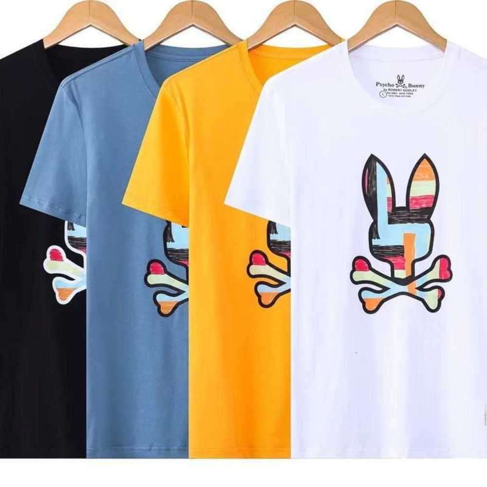 

Psycho Spring/summer Bunny Tshirt Skull Rabbit Full Patch Round Neck Casual Short Sleeve T-shirt Fashion Brand Pure Cotton Men's Style Tjmq, White