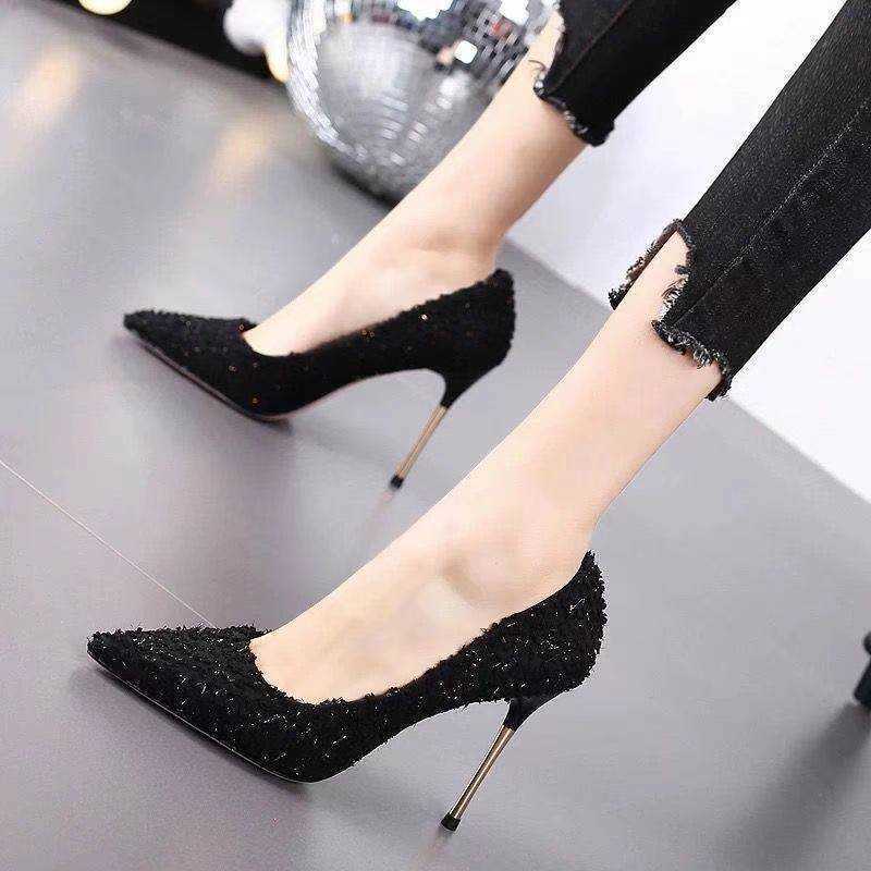 

Sandals Spring New High Heels Shoes Elegant Ladies Stilettos Womens Pumps Pointed Black Etiquette Professional Wedding 230417