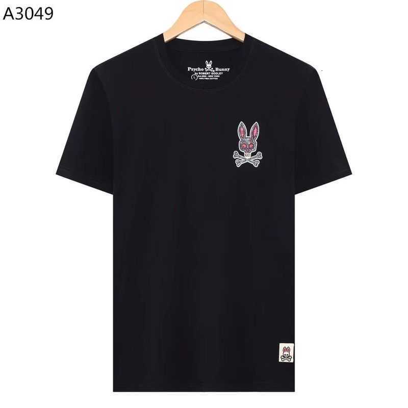 

Psycho 2023 Summer New T-shirt Fashion Brand Skull Rabbit Bunny Front and Back Printed Men's Short Sleeves 2dlp R6lv, Black
