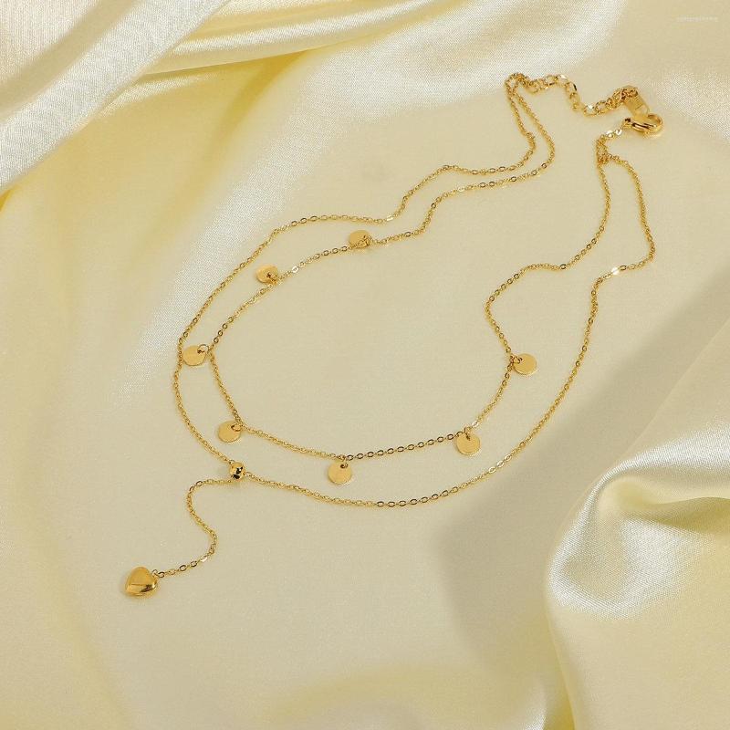 

Pendant Necklaces 14k Gold Plated Stainless Steel Rectangle Round Figaro Style Twist Chain Necklace For Women