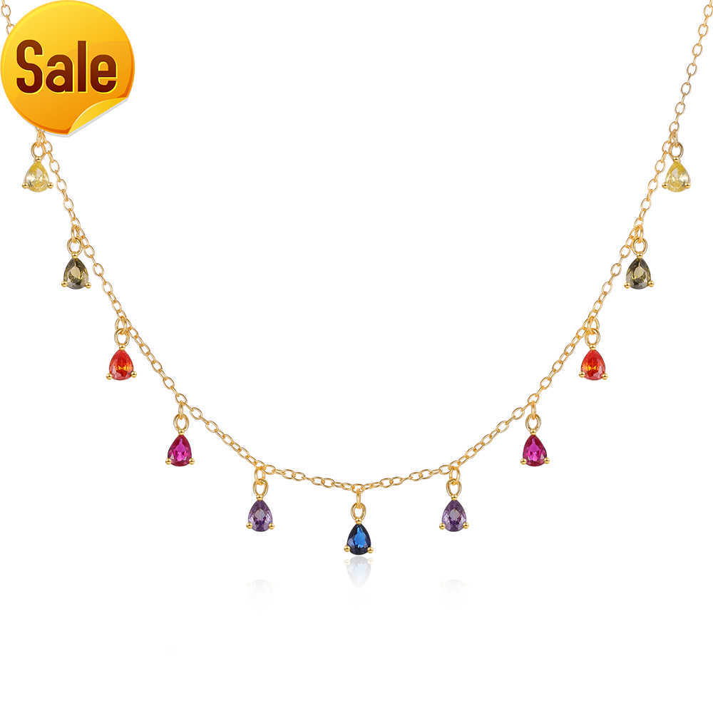 

CANNER Selling Fashion Women Jewelry S925 Sterling Silver Colorful Diamond CZ Gold Initial Necklaces