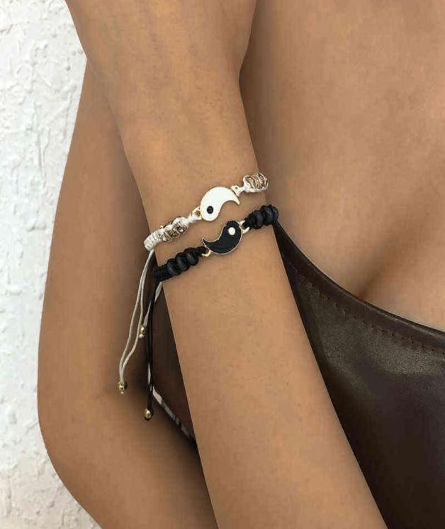 

Find Me Creative Hand Woven Couple Bracelet Simple Droping Oil Tai Chi Pendant Adjustable for Women Jewelry Gift6628657