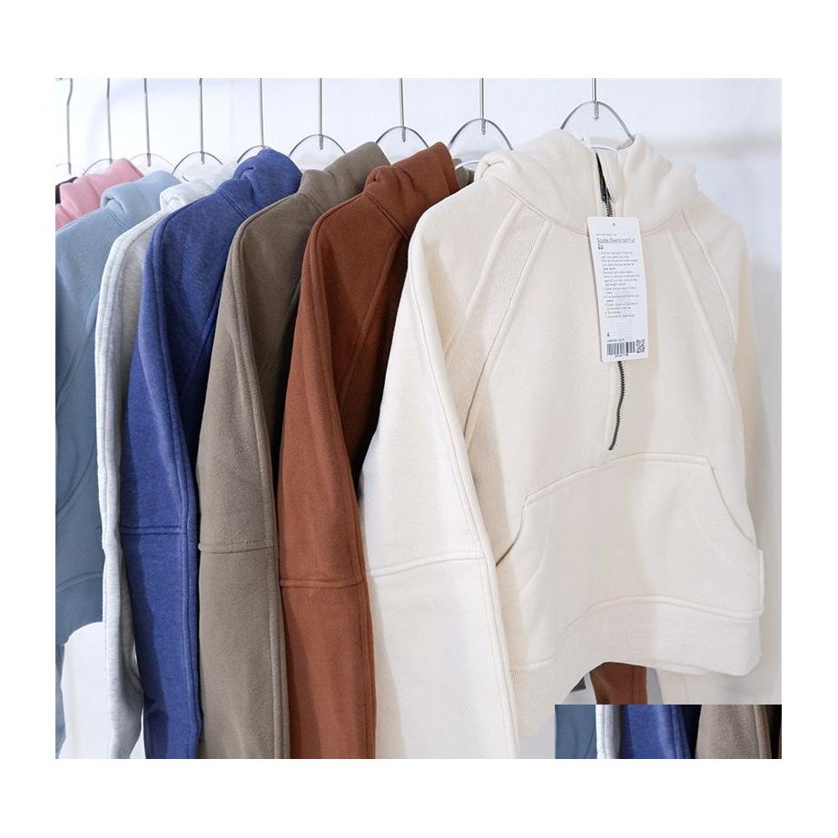 

Yoga Outfit Womens Autumn Hoodies Sweatshirt Suit Jacket Ladies Gym Workout Coat Half Zipper Fleece Loose Plover Drop Delivery Sport Dhqvv, Brown