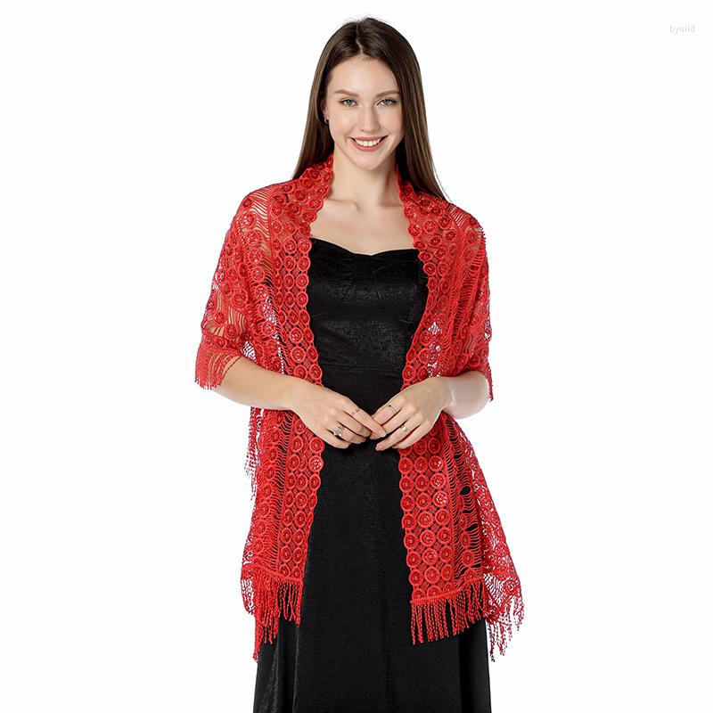 

Scarves Elegant Women Mesh Sequins Evening Dresses Shawls Pure Color Hollow Bridal Bridesmaid Wedding Shawl Party Accessories Capes