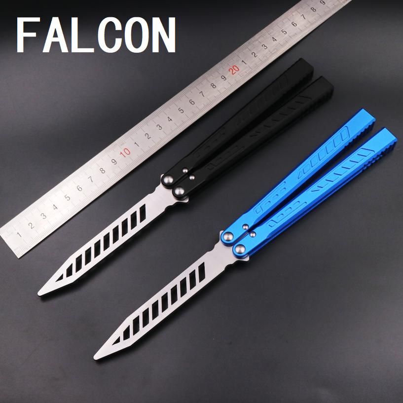 

Tools Theone Falcon Balisong Butterflyknife Flipper Trainer D2 Blade 6061 Aviation Aluminum Handle Bushings System Safe EDC Outdoor