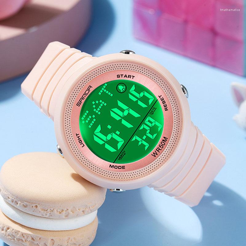 

Wristwatches SANDA Men Watch Reloj Outdoor Sport Fashion 50M Water Proof Digital Watchwrist Women Watches Gift De Hombre, Pink