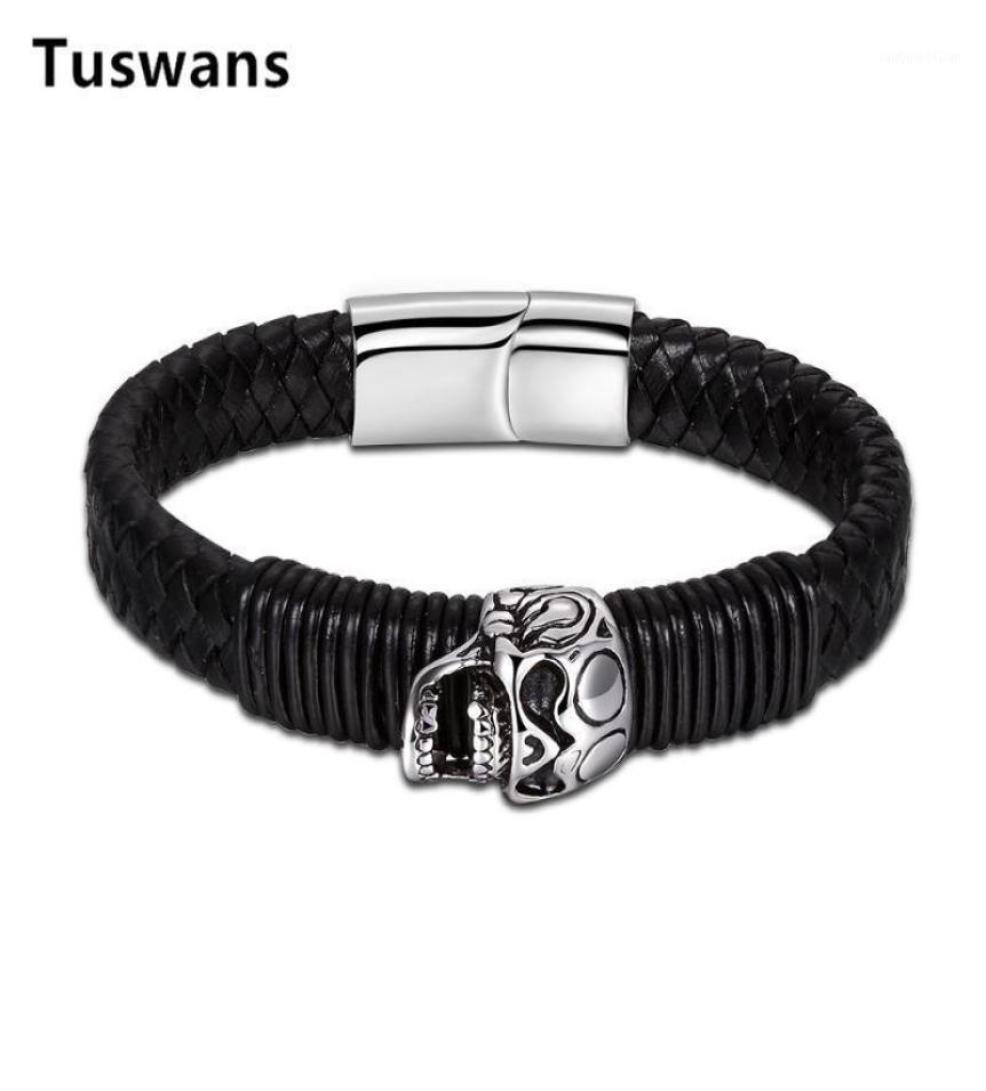 

Bangle Retro Leather Skull Bracelet For Men Punk Rock Style Bangles 316L Stainless Steel Magnetic Masculine Gift11498925