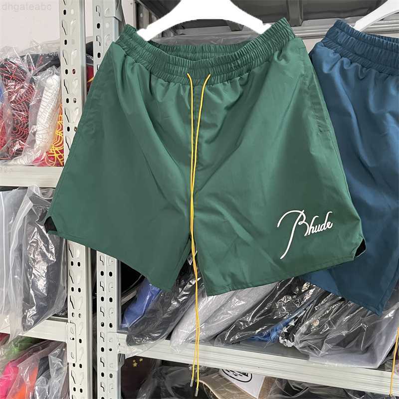 

Men's T-shirts Solid Color Rhude Shorts Embroidery White Sign Mesh Shortpant Breeches