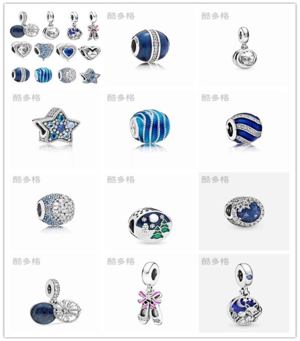 

New 925 Sterling Silver Beaded Loose Beads Original Fit Pandora Charm Bracelet Accessories Bright Star Blue Fox Fashion Pendant Ch6227751