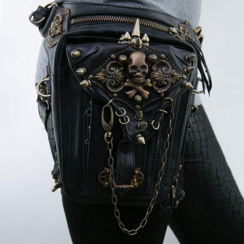 

Evening Bags Steampunk Motorcycle Bag Single Shoulder Crossbody Women's Mobile Phone Fanny Pack Trend Fashion Accessory, Black