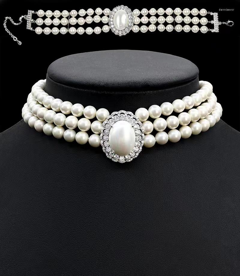 

Necklace Earrings Set EYER Charm Pearl For Women Party Wedding Statement Multilayer Choker Bracelet Jewelry Dress, Picture shown