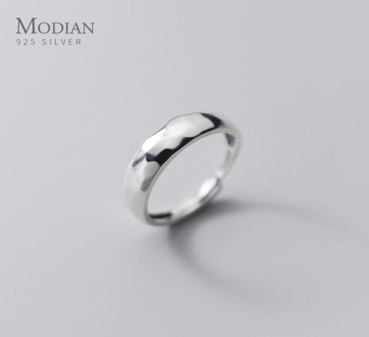 

Modian 925 Sterling Silver Geometric Cut Resizeable Finger Rings for Women Men Simple Stackable Wedding Bands Fine Jewelry8425692