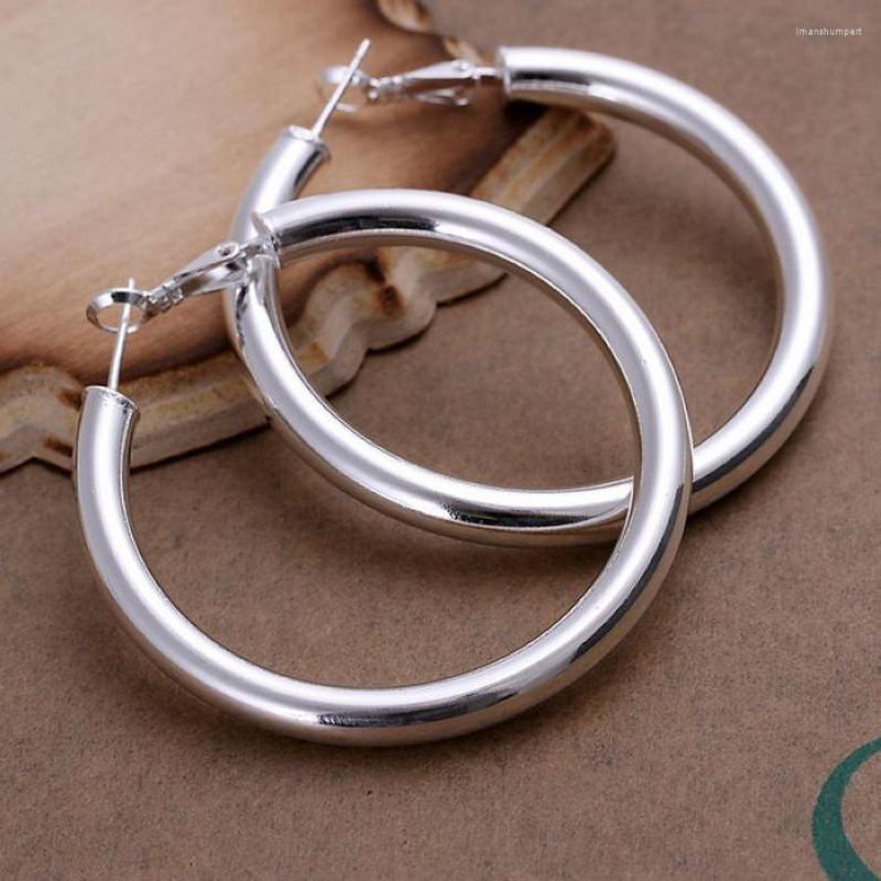 

Hoop Earrings 925 Stamped Silver Fashion Pretty Nice Women Party 5CM Round Earring Jewelry Big Circle Lady Wedding